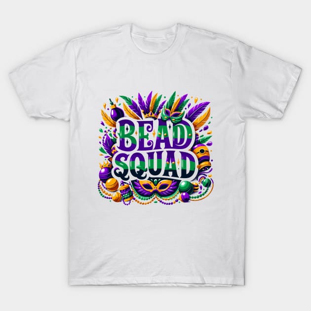 Mardi Gras Masquerade Mask Bead Squad Parade Women Men Kids T-Shirt by AimArtStudio